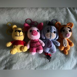 Pooh/Friends inspired Handmade Crochet Animal Keychains/Bag Charms Set 5”